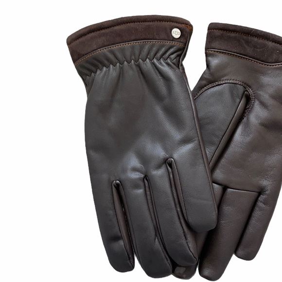 UGG Capitan Brown Leather Gloves Size Large - Picture 2 of 6